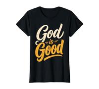 Dios es Bueno Biblia de fe Cristiana Camiseta gráfica económica, Mujer, Negro, L