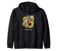 Dios es bueno Cruz Girasoles Mariposas Christian Sudadera con Capucha