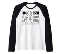 Dios es Bueno Todo el Cristo Cristiano Dios Cruz Hombres y Mujeres Camiseta Manga Raglan