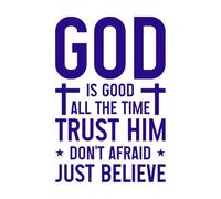 Dios es bueno todo el tiempo confía en él diseño Calcomanías de pared de PVC 50.4x75.7cm No se cae Azul oscuro