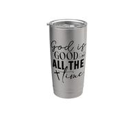 Dios es bueno todo el tiempo, lindo versículo cristiano floral de la Biblia Vaso térmico de acero inoxidable de doble pared