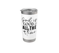 Dios es bueno todo el tiempo, lindo versículo cristiano floral de la Biblia Vaso térmico de acero inoxidable de doble pared