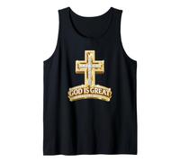 Dios es Gran Fe Cruz Espíritu Positivo Creer Religioso Camiseta sin Mangas