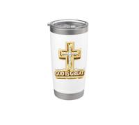 Dios es Gran Fe Cruz Espíritu Positivo Creer Religioso Vaso térmico de acero inoxidable de doble pared
