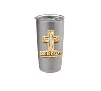 Dios es Gran Fe Cruz Espíritu Positivo Creer Religioso Vaso térmico de acero inoxidable de doble pared