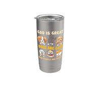 Dios es grande Los perros son buenos y la gente es amante de los perros locos Vaso térmico de acero inoxidable de doble pared