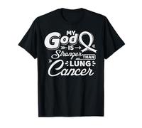 Dios es más Fuerte Conciencia del Mes del cáncer de pulmón Cinta Blanca Camiseta