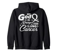 Dios es más Fuerte Conciencia del Mes del cáncer de pulmón Cinta Blanca Sudadera con Capucha