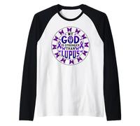 ¡Dios es más Fuerte Que el Lupus! SLE Lupus Warrior Lupus Camiseta Manga Raglan