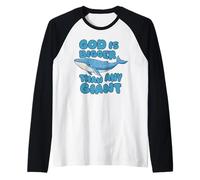 Dios es más Grande Que Cualquier Ballena Azul Gigante Lindos niños Cristianos Camiseta Manga Raglan