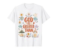 Dios es más Grande Que la fe Cristiana Escrituras Afirmaciones Camiseta gráfica económica, Hombre, Blanco, XL