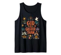 Dios es más Grande Que la fe Cristiana Escrituras Afirmaciones Camiseta sin Mangas