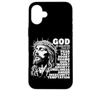 Dios es más Grande Que mi Miedo Afirmación Cristiana Carcasa para iPhone 16 Plus
