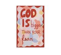 Dios es más grande que tu miedo, cita de fe cristiana, pinturas en lienzo, póster para sala de estar, dormitorio, baño, oficina, decoración del hogar, 50 x 75 cm