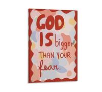 Dios es más grande que tu miedo, cita de fe cristiana, pinturas en lienzo, póster para sala de estar, dormitorio, baño, oficina, decoración del hogar, 30 x 45 cm