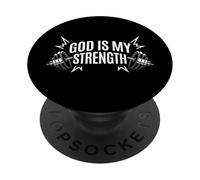 Dios es mi Fuerza Christian Gimnasio Fitness Motivacional PopSockets PopGrip Adhesivo