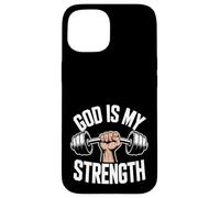 ¡Dios es mi Fuerza! Fe Cristiana Jesucristo Gimnasio Carcasa para iPhone 15