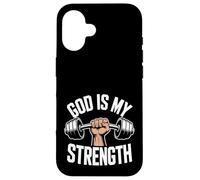 ¡Dios es mi Fuerza! Fe Cristiana Jesucristo Gimnasio Carcasa para iPhone 16
