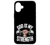 ¡Dios es mi Fuerza! Fe Cristiana Jesucristo Gimnasio Carcasa para iPhone 16 Plus