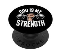 ¡Dios es mi Fuerza! Fe Cristiana Jesucristo Gimnasio PopSockets PopGrip Adhesivo