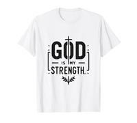 Dios es mi Fuerza inspiradora Cita Cristiana de fe Camiseta gráfica económica, Hombre, Blanco, M
