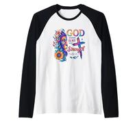 Dios es mi Fuerza Salmo 28 7 Camiseta Manga Raglan