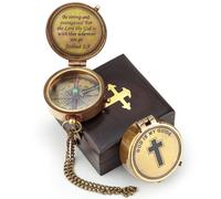 Dios es mi gua, un regalo de brjula de latn pulido con caja de exhibicin - Regalo religioso de la oracin de las Escrituras grabadas para hombres