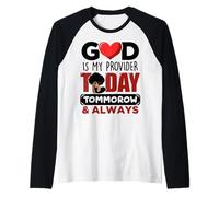Dios es mi Proveedor Hoy mañana Siempre Cristiano Jesús Camiseta Manga Raglan