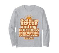 Dios es mi Refugio y mi Fortaleza bajo Sus alas Salmo 91 Manga Larga