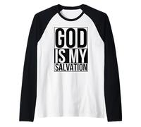 Dios es mi salvación versículo bíblico Mujeres Isaías 12:2 Escritura Camiseta Manga Raglan