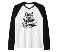 Dios es Nuestro Refugio y Fuerza - Verso de la Biblia Christian Faith Camiseta Manga Raglan
