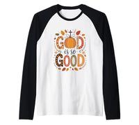 Dios es tan bueno calabazas y hojas de otoño Camiseta Manga Raglan