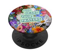 Dios Escucha Tus oraciones Christian Lily Hibiscus Flower Summer PopSockets PopGrip Adhesivo