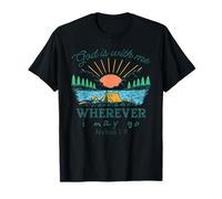Dios está Conmigo dondequiera Que Pueda IR - Josué 1:9 Retro Camping Camiseta