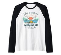Dios está Conmigo dondequiera Que Pueda IR - Josué 1:9 Retro Camping Camiseta Manga Raglan