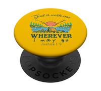 Dios está Conmigo dondequiera Que Pueda IR - Josué 1:9 Retro Camping PopSockets PopGrip Adhesivo