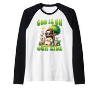 Dios Está De Nuestro Lado Humor Pacífico Camiseta Manga Raglan