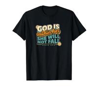 Dios está Dentro de Ella Ella no caerá Camiseta gráfica económica, Hombre, Negro, L