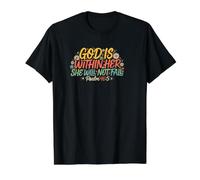 Dios está Dentro de Ella Ella no caerá Camiseta gráfica económica, Hombre, Negro, M