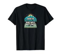Dios está Dentro de Ella Ella no caerá Camiseta gráfica económica, Hombre, Negro, M