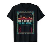 Dios está Dentro de Ella Ella no caerá Camiseta gráfica económica, Hombre, Negro, M