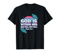 Dios está Dentro de Ella Ella no caerá Camiseta gráfica económica, Hombre, Negro, XL