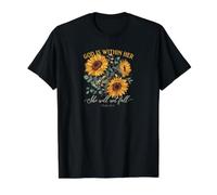 Dios está Dentro de Ella Ella no caerá Camiseta gráfica económica, Hombre, Negro, XL
