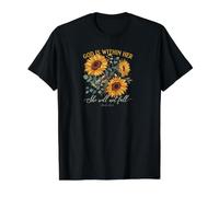 Dios está Dentro de Ella Ella no caerá Camiseta gráfica económica, Hombre, Negro, XL