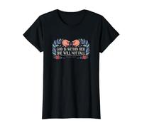 Dios está Dentro de Ella Ella no caerá Camiseta gráfica económica, Mujer, Negro, L