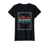 Dios está Dentro de Ella Ella no caerá Camiseta gráfica económica, Mujer, Negro, M