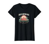 Dios está Dentro de Ella Ella no caerá Camiseta gráfica económica, Mujer, Negro, XL