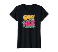 Dios está Dentro de Ella Ella no caerá Camiseta gráfica económica, Mujer, Negro, XL