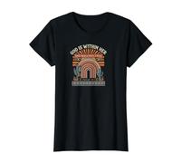 Dios está Dentro de Ella Ella no caerá Camiseta gráfica económica, Mujer, Negro, XS