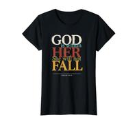 Dios está Dentro de Ella Ella no caerá Camiseta gráfica económica, Mujer, Negro, XS